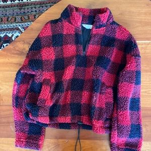 Fleece plaid top